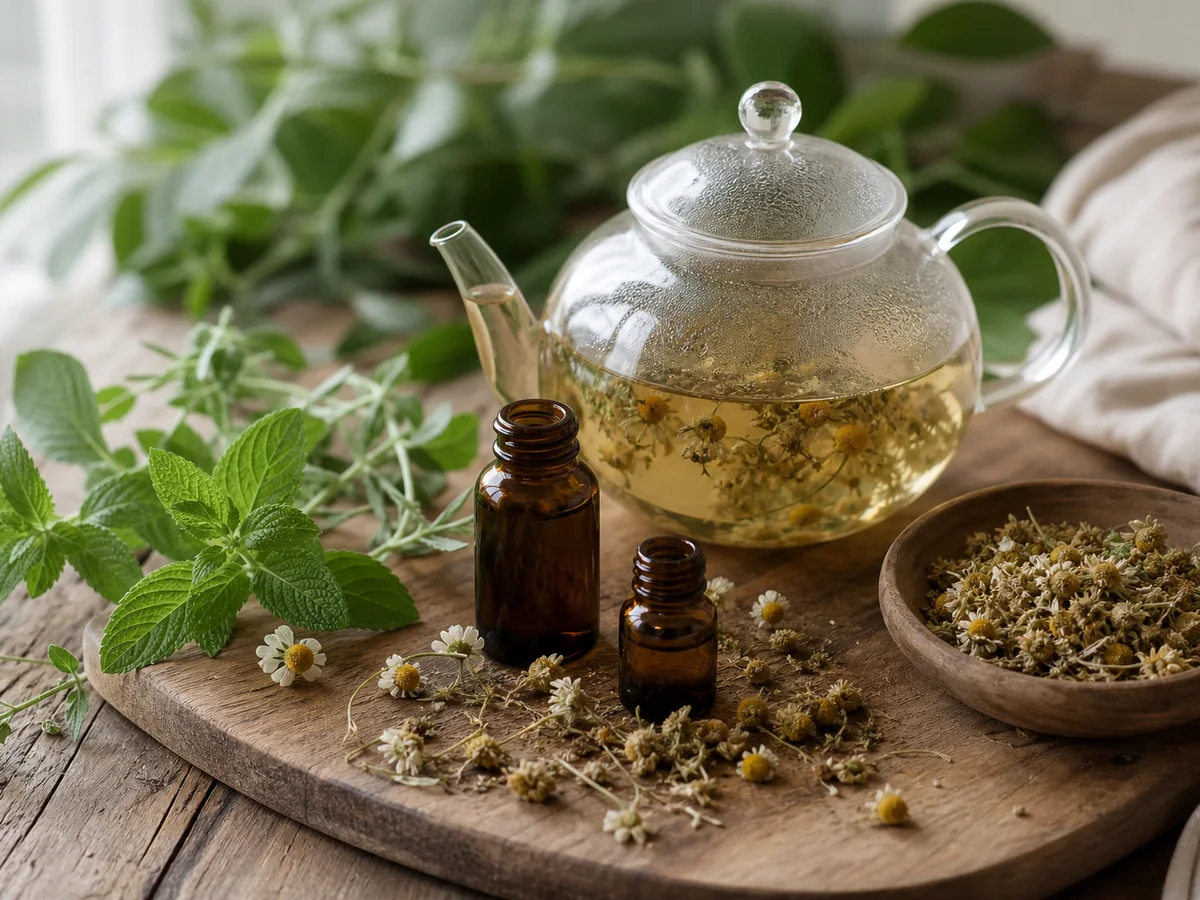 Herbal tea and tinctures with fresh botanical ingredients